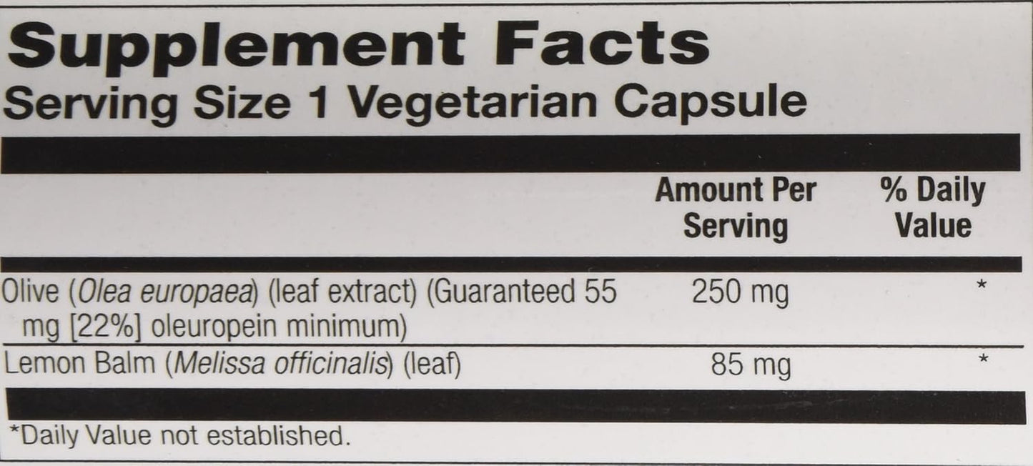 Solaray Olive Leaf Extract 22% Capsules - 250 mg, 120 Count - Immune Support Supplement