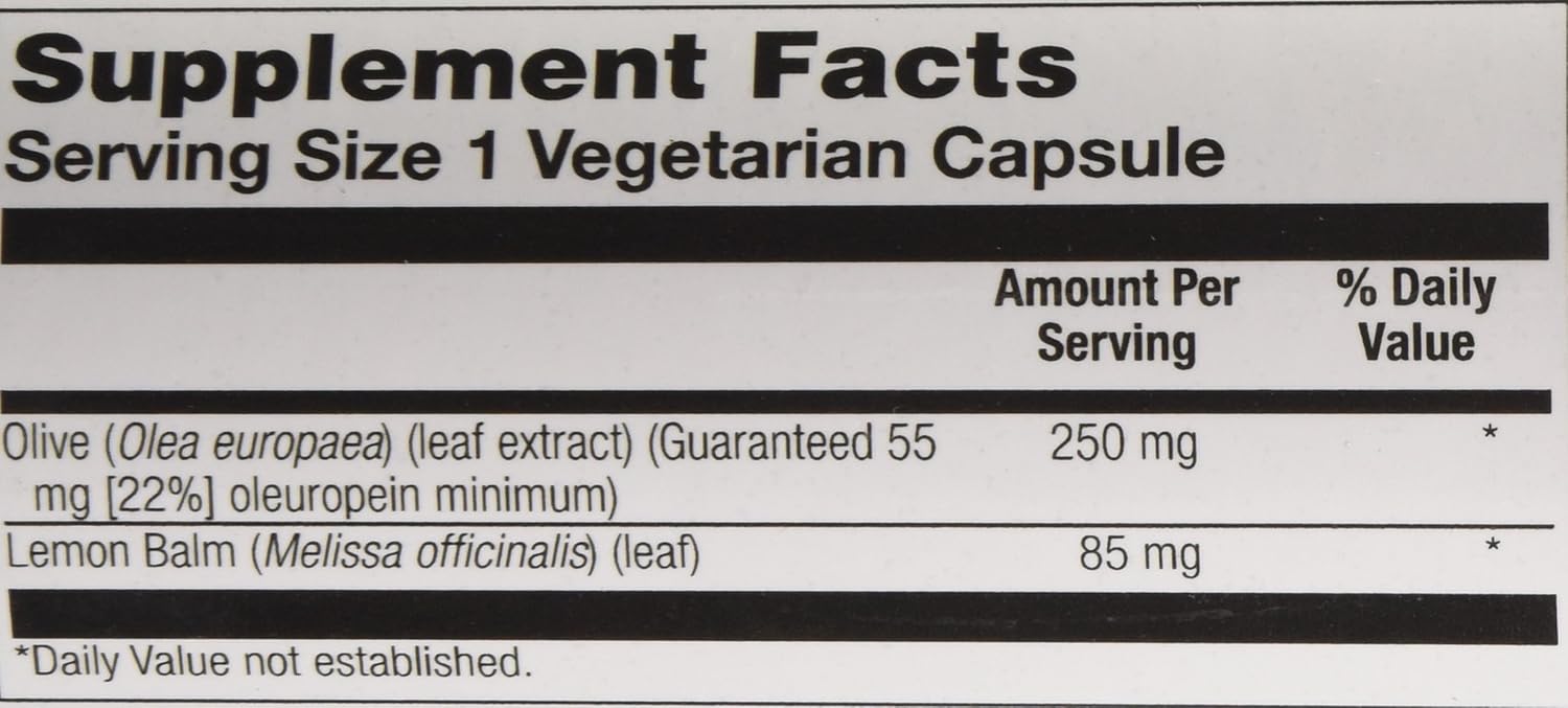 Solaray Olive Leaf Extract 22% Capsules - 250 mg, 120 Count - Immune Support Supplement