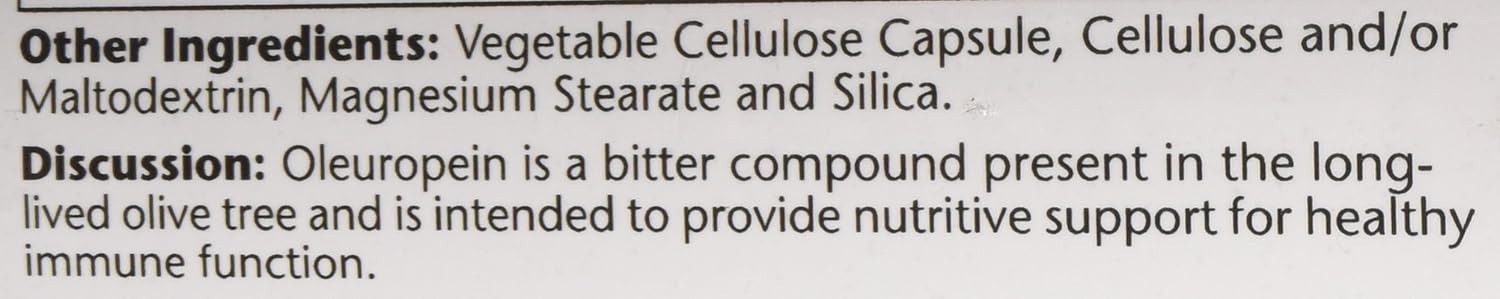 Solaray Olive Leaf Extract 22% Capsules - 250 mg, 120 Count - Immune Support Supplement