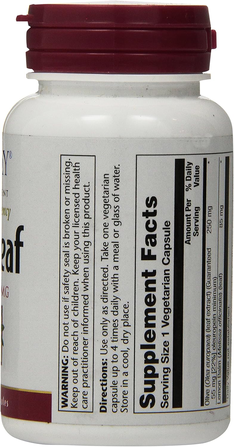 Solaray Olive Leaf Extract 250mg Veg Capsules - 60 Count, High Potency Formula