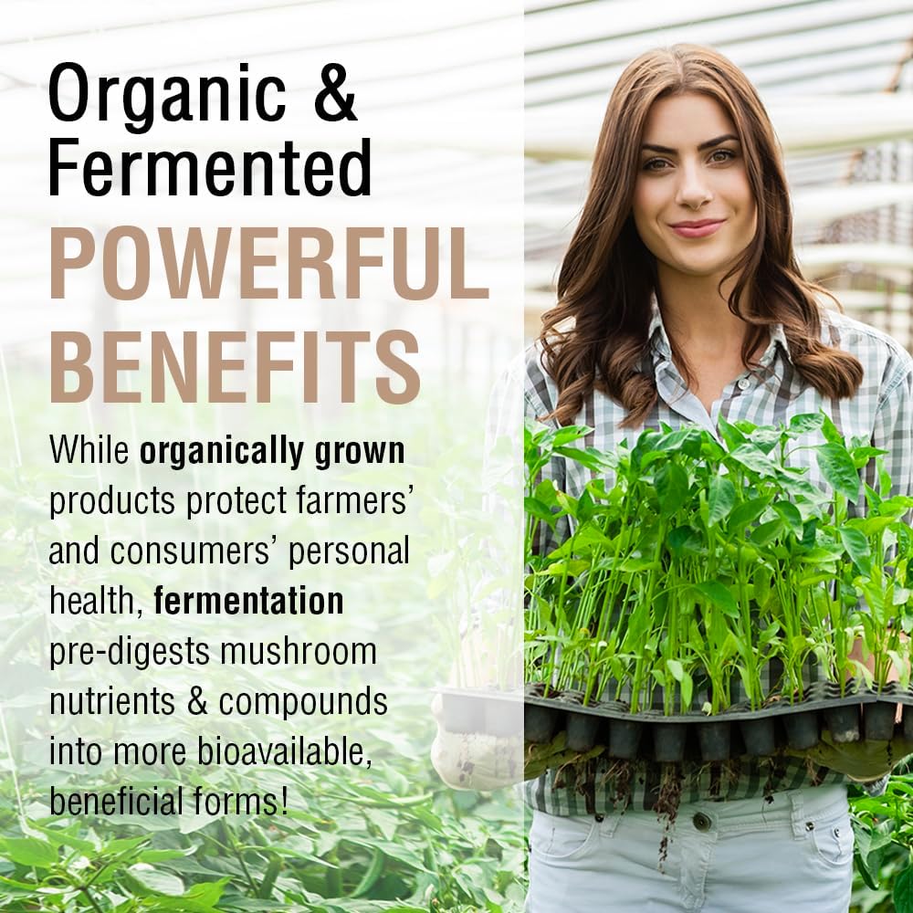 Solaray Organically Grown Fermented Mushroom Immune Complex 600 mg Capsules for Optimal Immune Support with 100 VegCaps
