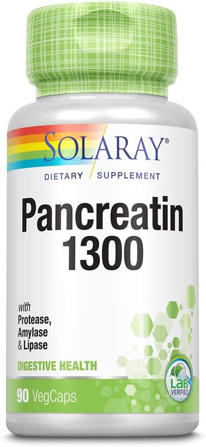 Solaray Pancreatin 1300 Enzyme Support 180 Capsules (2 Pack)