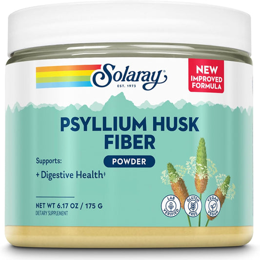 SOLARAY Psyllium Husk Powder: Digestive Health Supplement, 3g Soluble Fiber, Gluten-Free, Soy-Free - 6.17 oz, 50 Servings