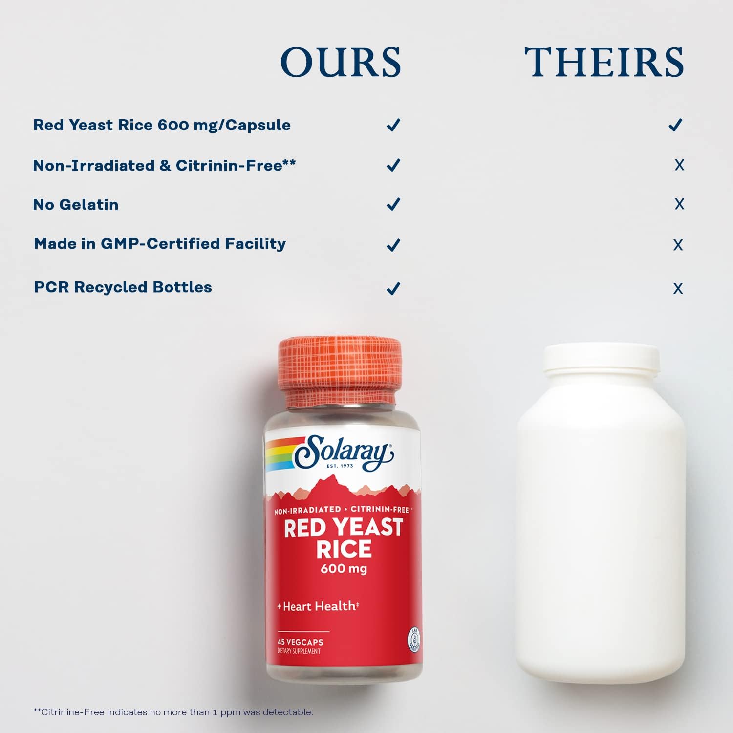 Solaray Red Yeast Rice Capsules - 600mg, 45 Capsules - Supports Healthy Cholesterol Levels