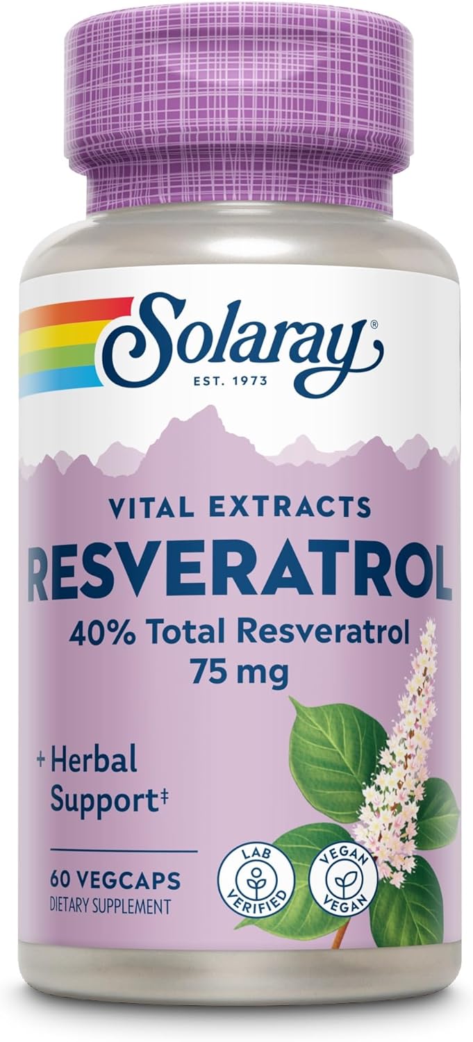 Solaray Resveratrol Supplement - 75mg Capsules, 60 Count Bottle