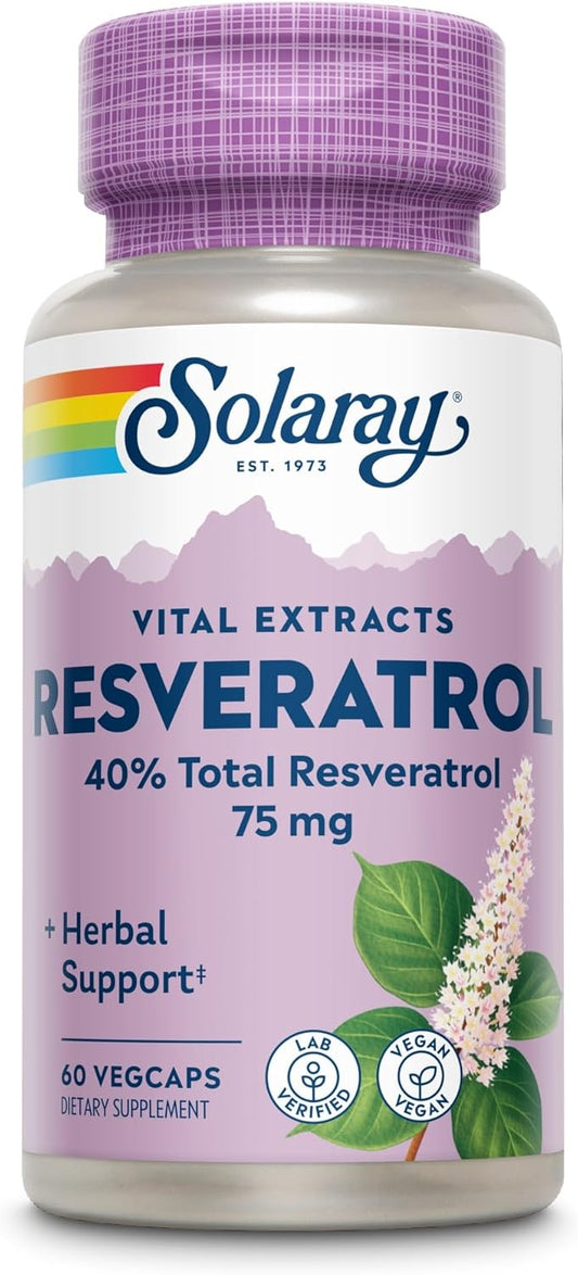 Solaray Resveratrol Supplement - 75mg Capsules, 60 Count Bottle