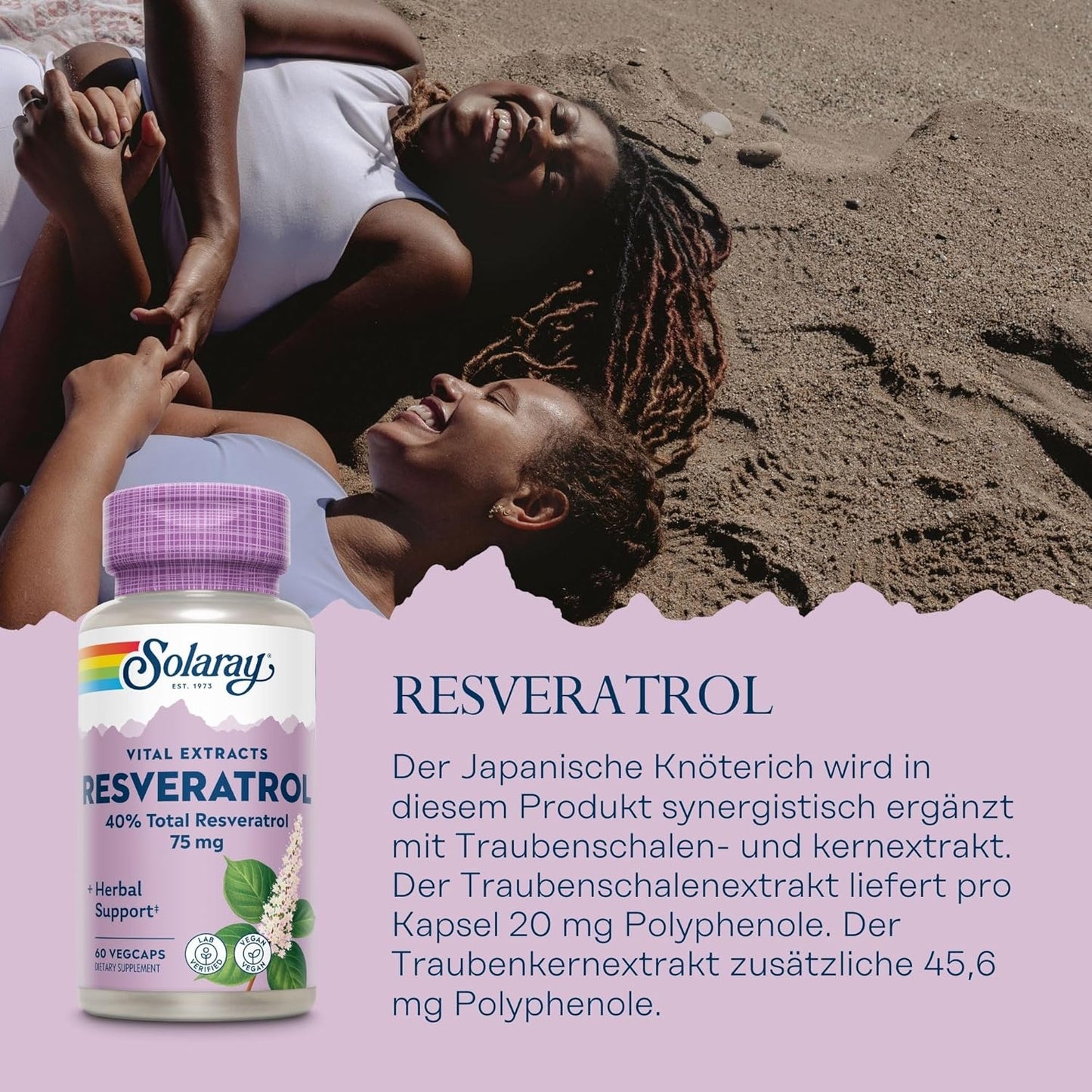 Solaray Resveratrol Supplement - 75mg Capsules, 60 Count Bottle
