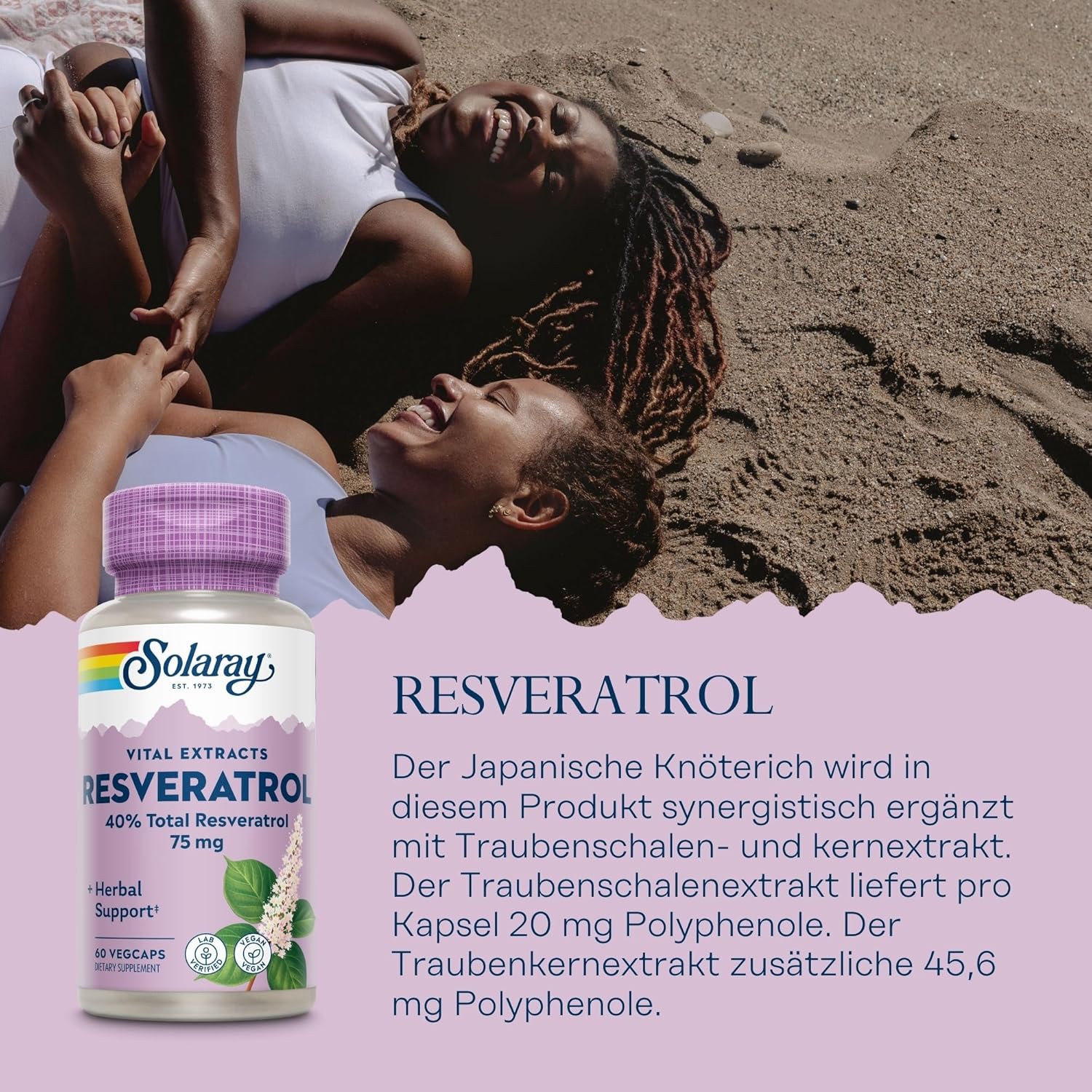 Solaray Resveratrol Supplement - 75mg Capsules, 60 Count Bottle