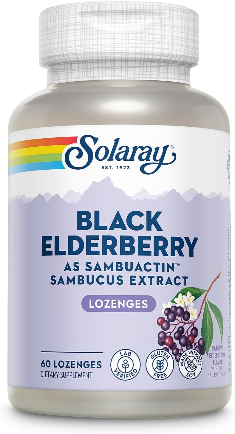 Solaray Sambuactin Elderberry Extract Lozenges - 60 Count, Immune Support Supplement