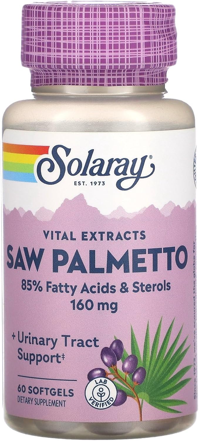 SOLARAY Saw Palmetto Berry Extract Capsules - 60 Count Bottle