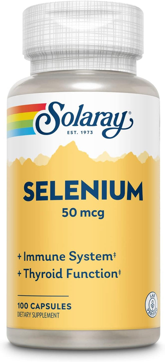 Solaray Selenium 50 mcg Capsules for Immune System, Thyroid & Antioxidant Support