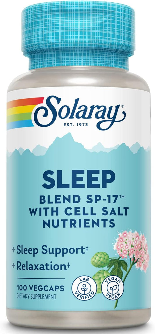 Solaray Sleep Blend SP-17 | Herbal Formula with Cell Salt Nutrients for Restful Sleep | Non-GMO, Vegan | 100 VegCaps