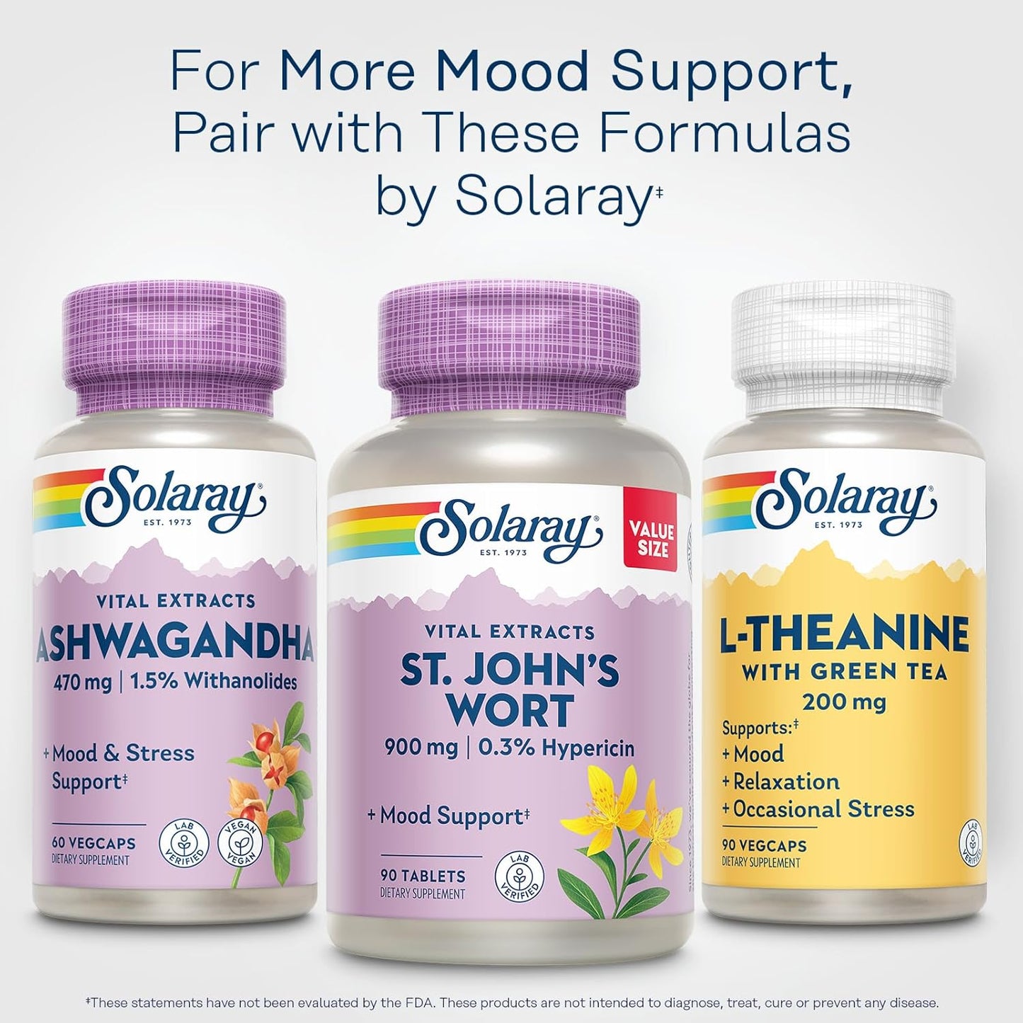 Solaray St. Johns Wort Aerial Extract 900mg Capsules - Mood Stability Supplement with Hypericin - Non-GMO - 90 Tablets