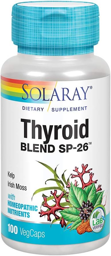 SOLARAY Thyroid Support Supplement | Herbal Blend with Cell Salt Nutrients | Non-GMO, Vegan | 100 Servings | 100 VegCaps