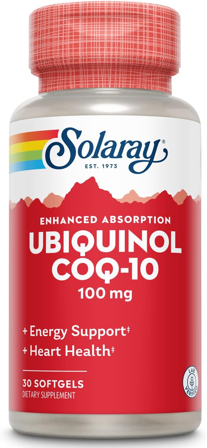Solaray Ubiquinol CoQ-10 100 mg Softgels for Energy and Heart Health - CoQH2, Enhanced Absorption Formula - 30 Servings, 60-Day Guarantee