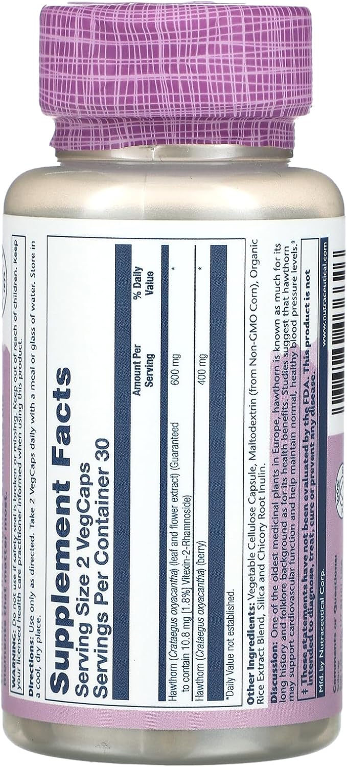 Solaray Vital Extracts Hawthorn Supplement - 300mg, 60 Vegetarian Capsules