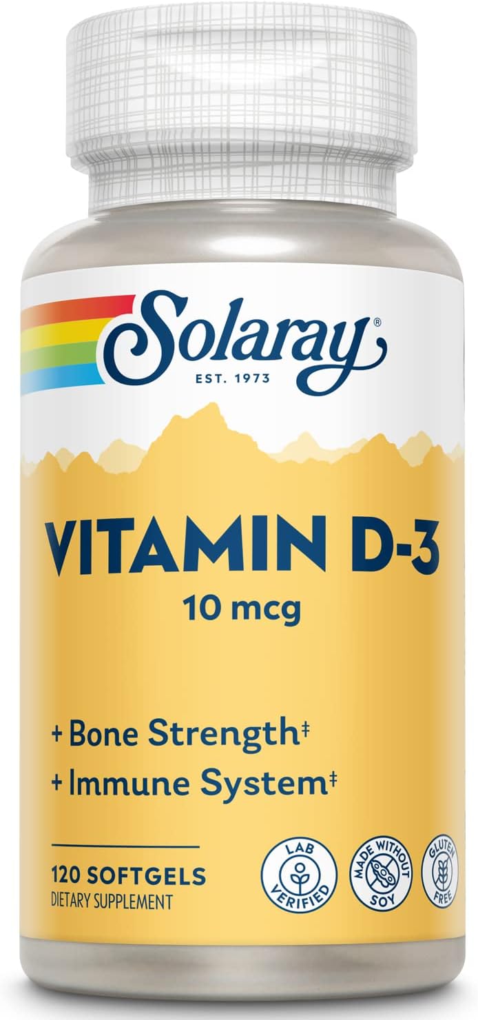 Solaray Vitamin D-3-400 IU Softgels - 120 Count Bottle