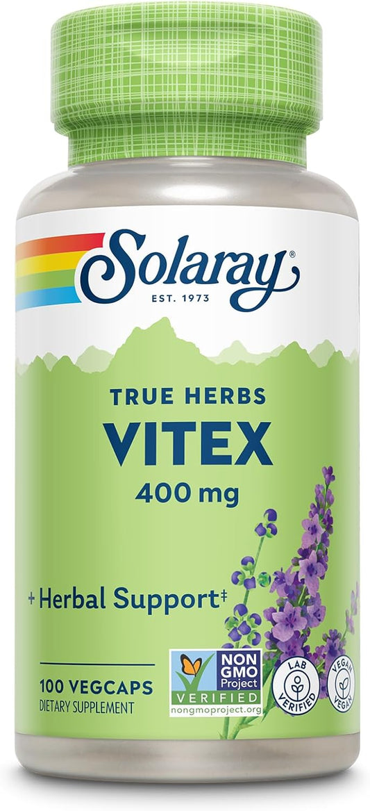 Solaray Vitex Berry Capsules 400mg for Women's Hormone Balance | Supports Menstrual Health & Menopause Symptoms | 100 Count