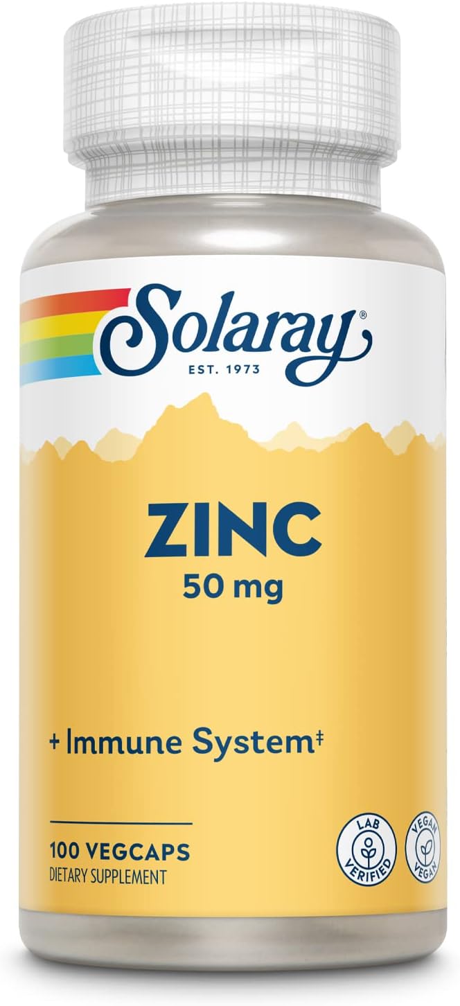 Solaray Zinc 50mg - 100 Veg Capsules, Pack of 3