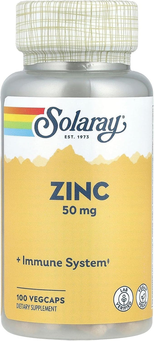 Solaray Zinc Amino Acid Chelate 50 mg VCapsules - 100 Count - Immune Support Supplement
