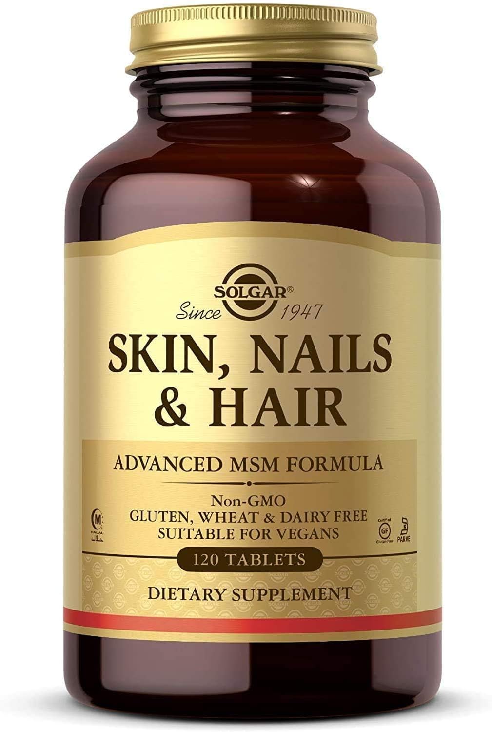 Solgar Advanced MSM Formula for Skin, Nails & Hair - 120 Tablets with Collagen Support - Zinc, Vitamin C & Copper - Non GMO, Vegan, Gluten & Dairy Free