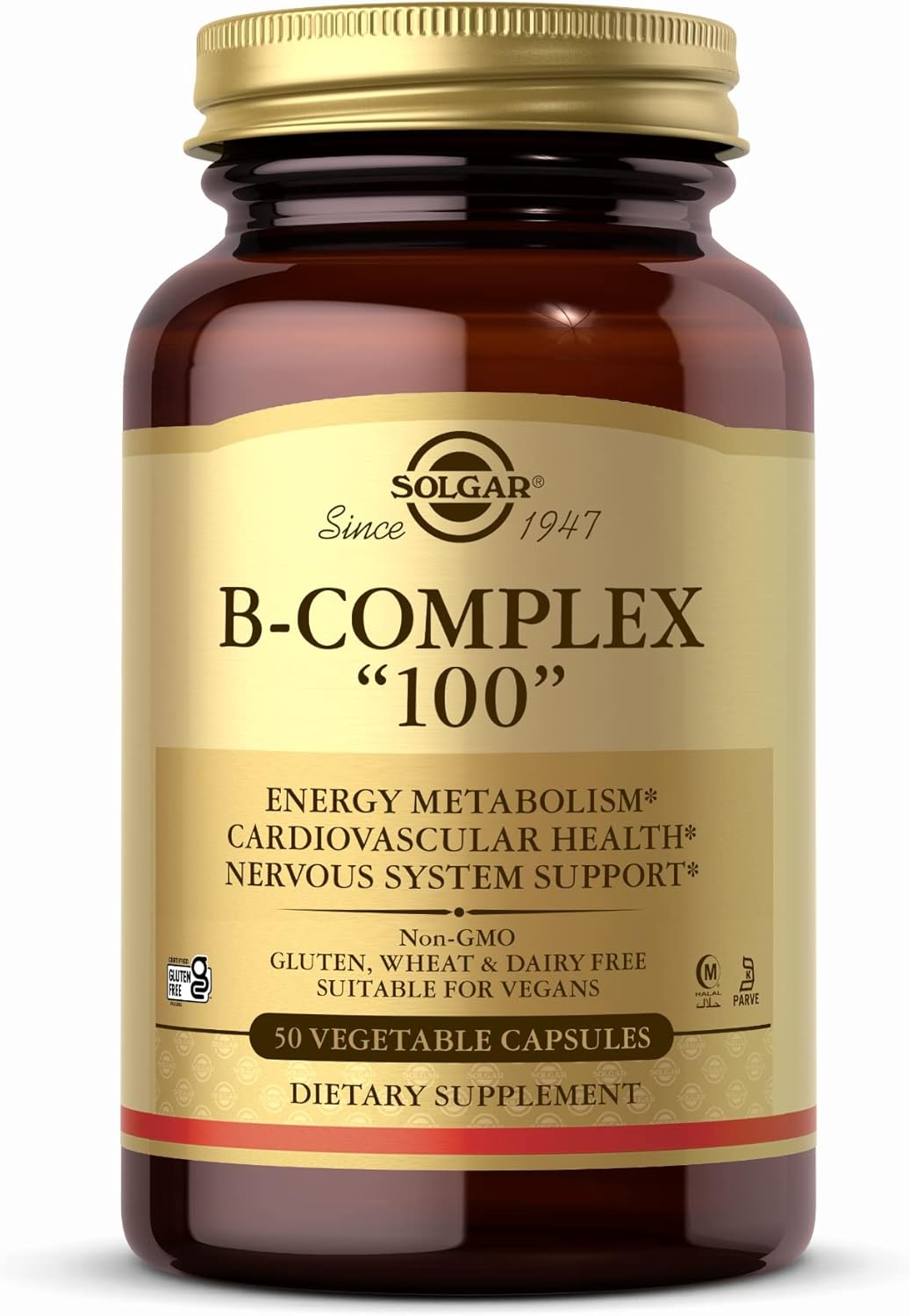 Solgar B-Complex 100 Capsules - Supports Energy Metabolism, Cardiovascular & Nervous System - Non-GMO, Vegan, Gluten-Free
