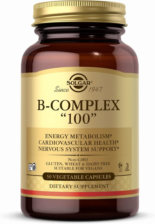 Solgar B-Complex 100 Capsules - Supports Energy Metabolism, Cardiovascular & Nervous System - Non-GMO, Vegan, Gluten-Free