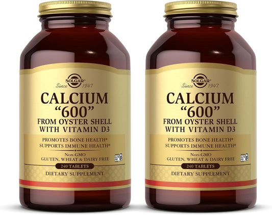 Solgar Calcium 600 with Vitamin D3 - 480 Tablets (2-Pack) - Non-GMO, Gluten Free, Dairy Free - Oyster Shell Source