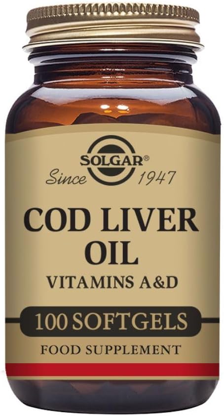 Solgar Cod Liver Oil Softgels - Immune System, Eye, Vision, and Bone Health Support - Vitamin A & D Supplement - Non-GMO, Gluten & Dairy Free - 100 Servings