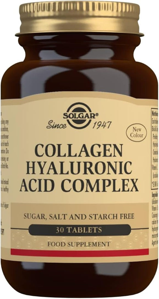 Solgar Collagen Hyaluronic Acid Complex Tablets - Hydrolyzed Type 2 Collagen - Reduces Fine Lines & Wrinkles - Supports Skin Elasticity - Non-GMO, Gluten & Dairy Free - 30 Servings