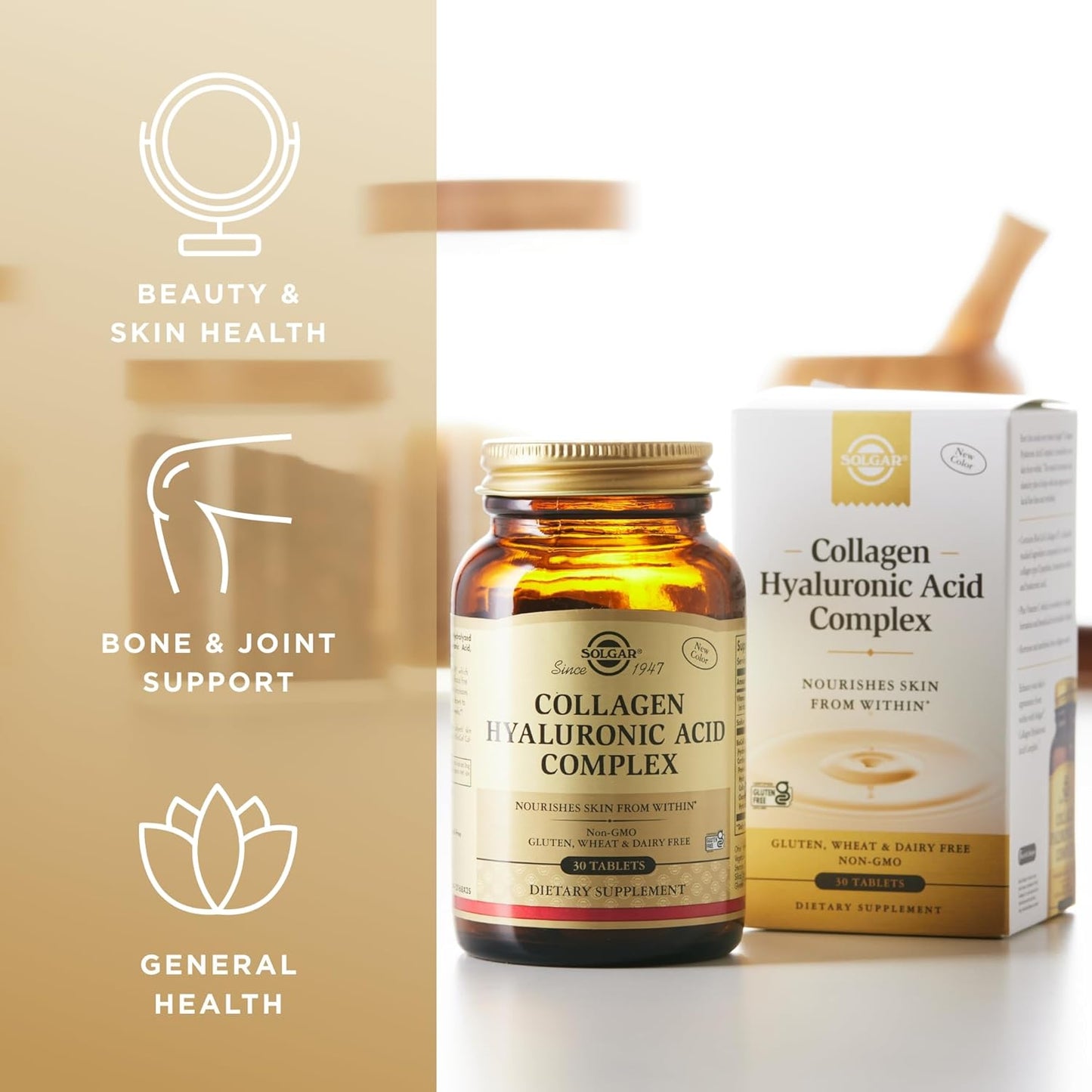 Solgar Collagen Hyaluronic Acid Complex Tablets - Type 2 Collagen & Chondroitin - Non-GMO, Gluten & Dairy Free - 30 Servings