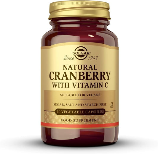 Solgar Cranberry with Vitamin C Capsules - 60 Veggie Caps - Promotes Urinary & Bladder Health - Non-GMO, Vegan, Gluten-Free - 60 Servings