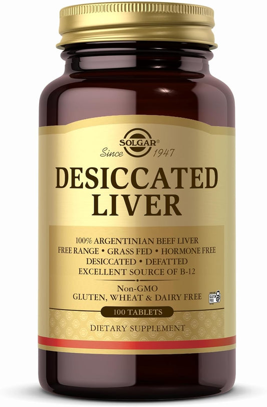 Solgar Desiccated Liver Tablets - 100 Count, Natural Source of Essential Nutrients for Daily Health Support