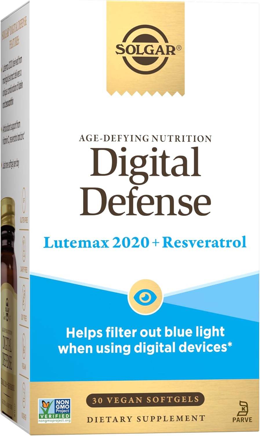 Solgar Digital Defense Age-Defying Nutrition - Antioxidant Support for Eye Health, Vitamin C, Resveratrol, Zinc, Lutein & Zeaxanthin, Vegan, 30 Servings