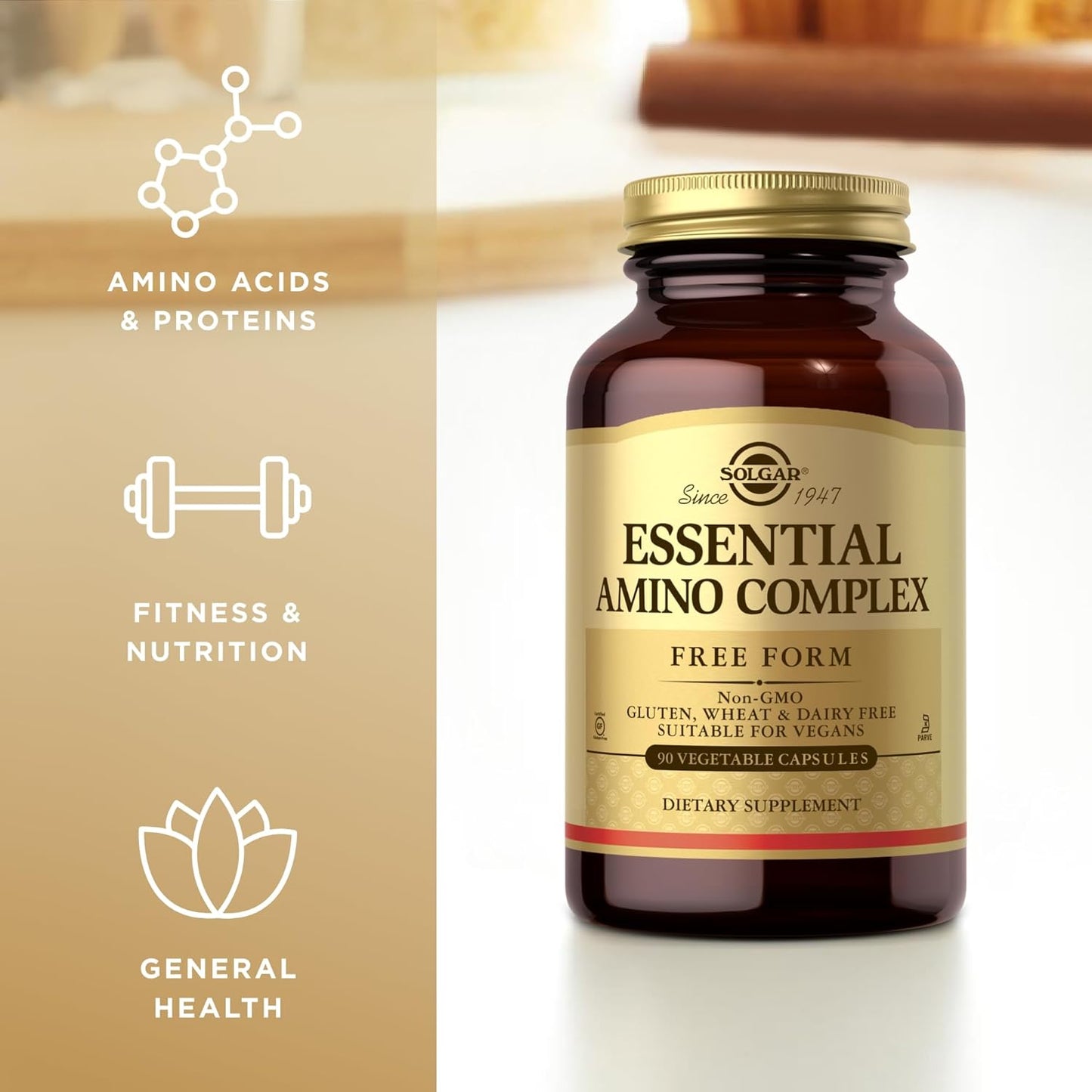 Solgar Essential Amino Complex 180 Servings - 90 Veg Caps x 2 - Non-GMO, Vegan, Gluten-Free, Dairy-Free, Kosher