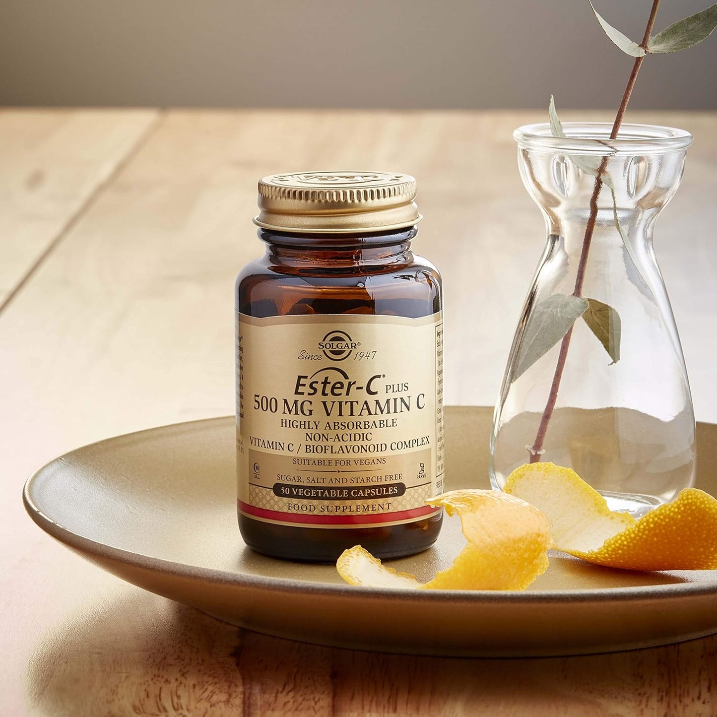 Solgar Ester-C Plus 500mg Vitamin C Capsules - Antioxidant & Immune Support - Non-Acidic Formula - 50 Servings - Non-GMO, Vegan, Gluten-Free, Kosher