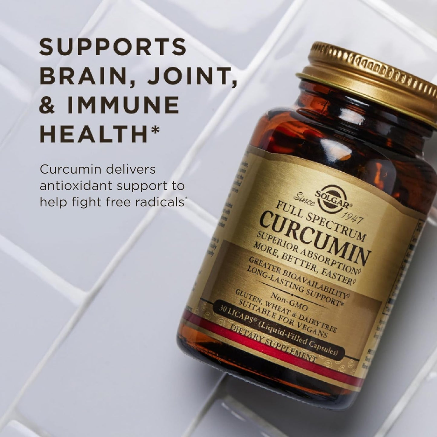 Solgar Full Spectrum Curcumin LiCaps 60 x 2 - Enhanced Absorption - Supports Brain, Joint, and Immune Health - Non-GMO, Vegan, Gluten & Dairy Free - 120 Servings