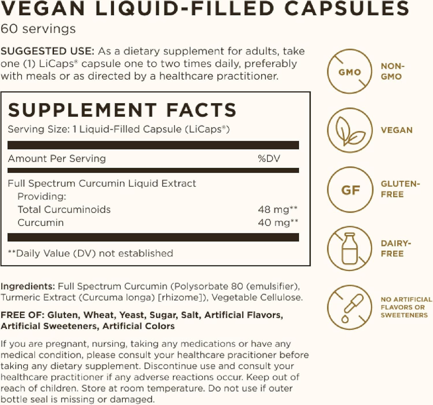 Solgar Full Spectrum Curcumin LiCaps for Brain, Joint, and Immune Health - Non-GMO, Vegan, Gluten Free
