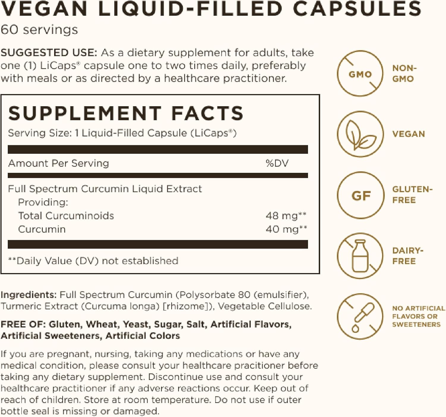 Solgar Full Spectrum Curcumin LiCaps for Brain, Joint, and Immune Health - Non-GMO, Vegan, Gluten Free
