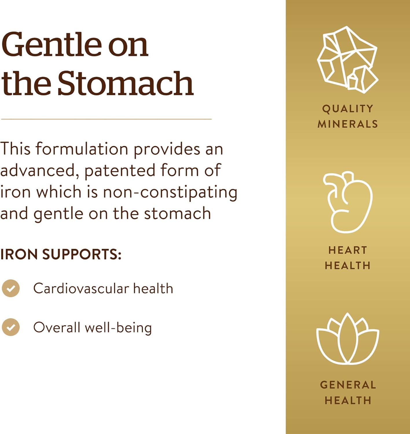 Solgar Gentle Iron - Non-Constipating Red Blood Cell Supplement for Sensitive Stomachs, 180 Count