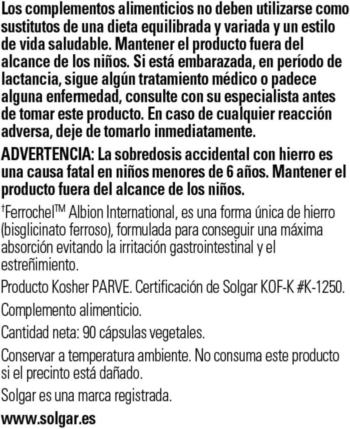 Solgar Gentle Iron Bisglycinate Capsules - 25 mg, 90 Count - Non-Constipating, Gluten Free Formula - Easy on Stomach - 90 Servings