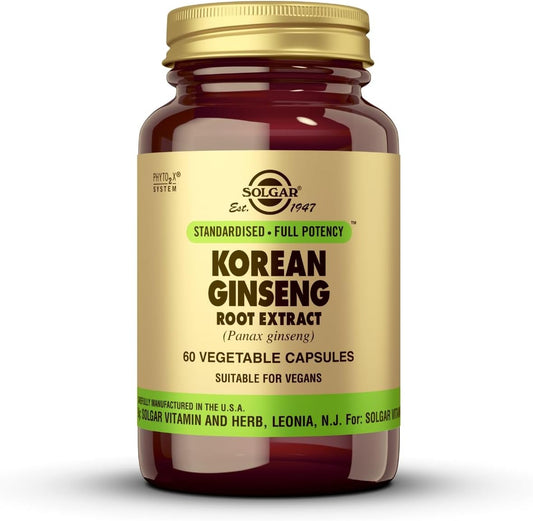 Solgar Korean Ginseng Root Extract Capsules - Immune Support Formula - SFP Standardized, Non-GMO, Vegan - 60 Servings