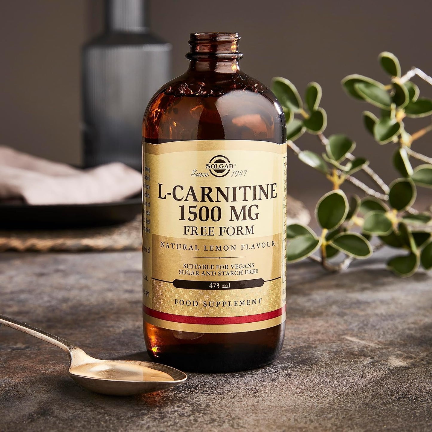 Solgar L-Carnitine 1500mg Liquid - Lemon Flavor - Heart Health & Energy - Non-GMO, Vegan, Gluten Free - 16 oz.