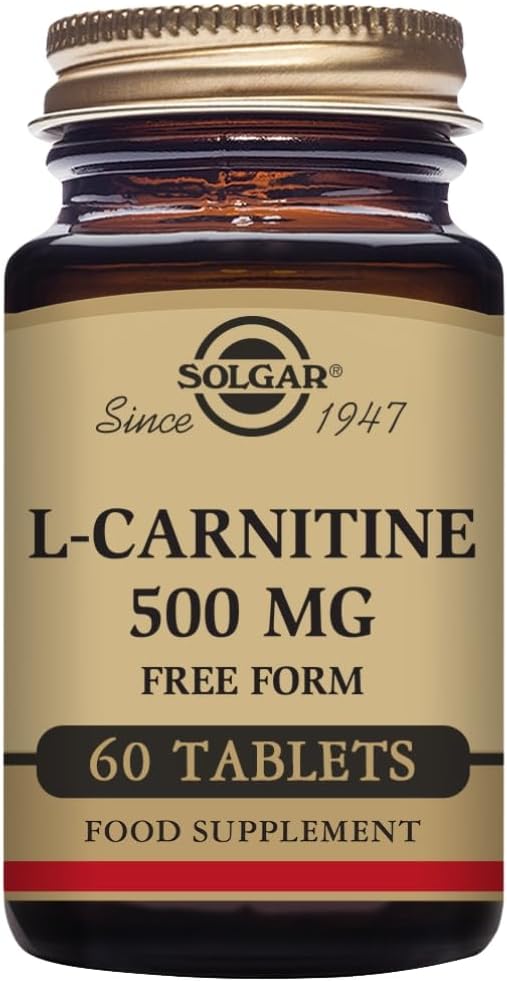 Solgar L-Carnitine 500 mg Tablets - Non-GMO, Vegan, Gluten-Free, Dairy-Free, Kosher - 30 Servings