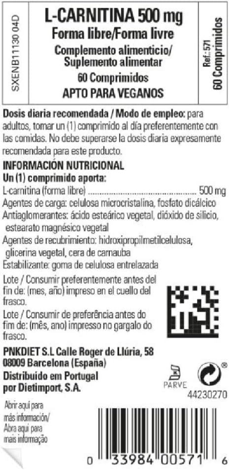 Solgar L-Carnitine 500 mg Tablets - Non-GMO, Vegan, Gluten-Free, Dairy-Free, Kosher - 30 Servings