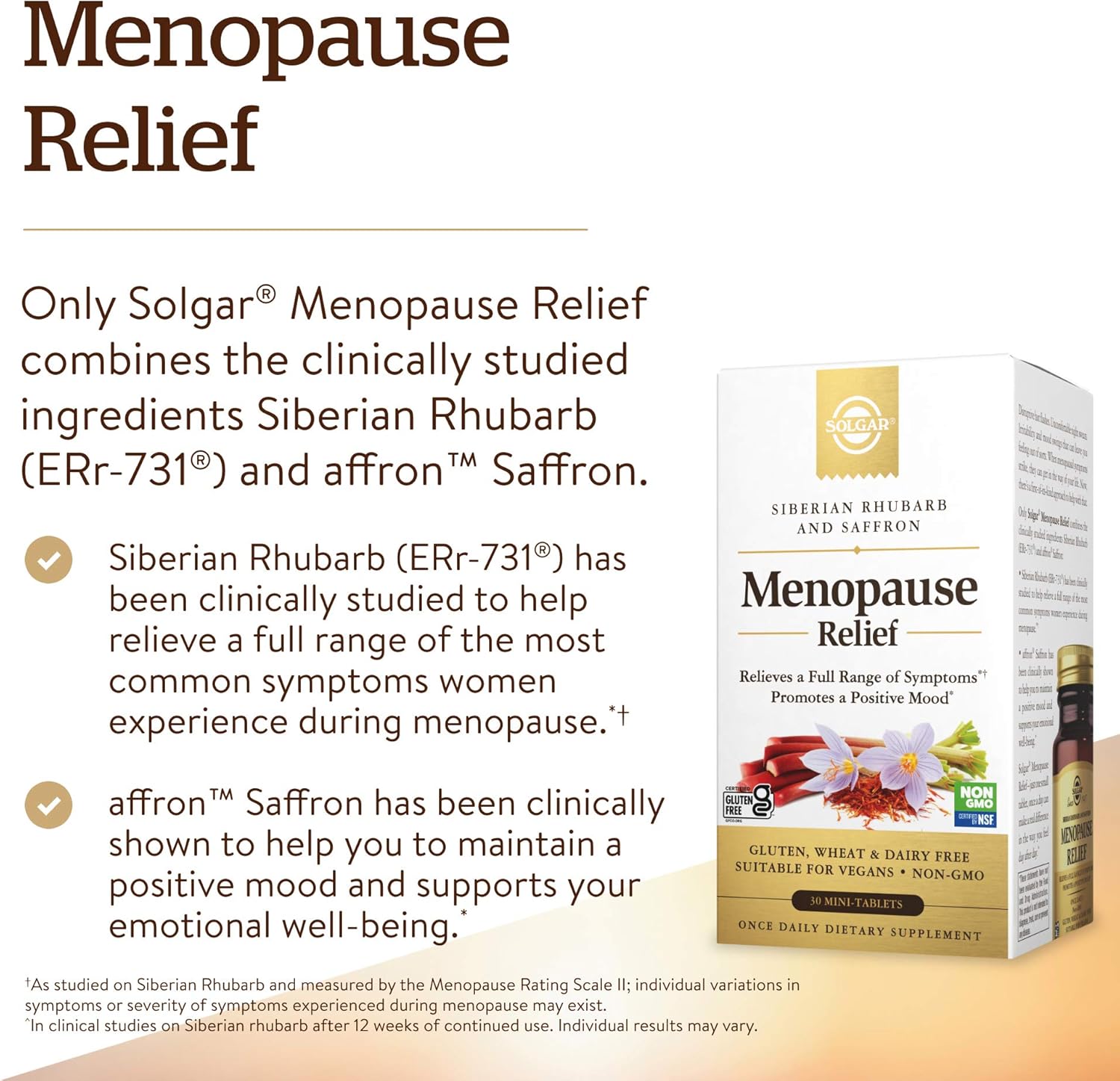 Solgar Menopause Relief Tablets - Relieves Hot Flashes, Exhaustion, Irritability & Sleep Disturbances - Promotes Positive Mood - Non-GMO, Gluten Free, Vegan - 30 Servings
