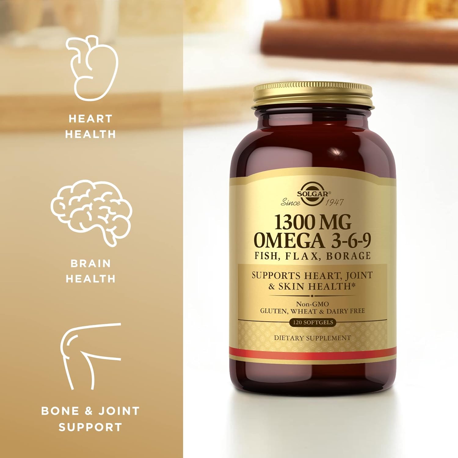 Solgar Omega 3-6-9 Softgels 1300mg - Pack of 3, 120 Servings for Joint & Skin Health - Non-GMO, Gluten Free