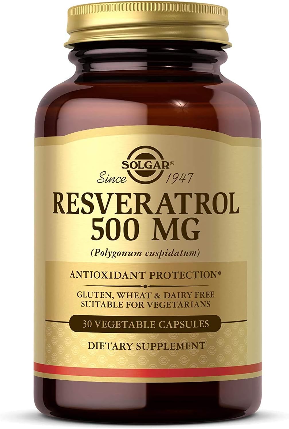 Solgar Resveratrol 500 mg Capsules - Antioxidant Support - Gluten & Dairy Free - 30 Servings