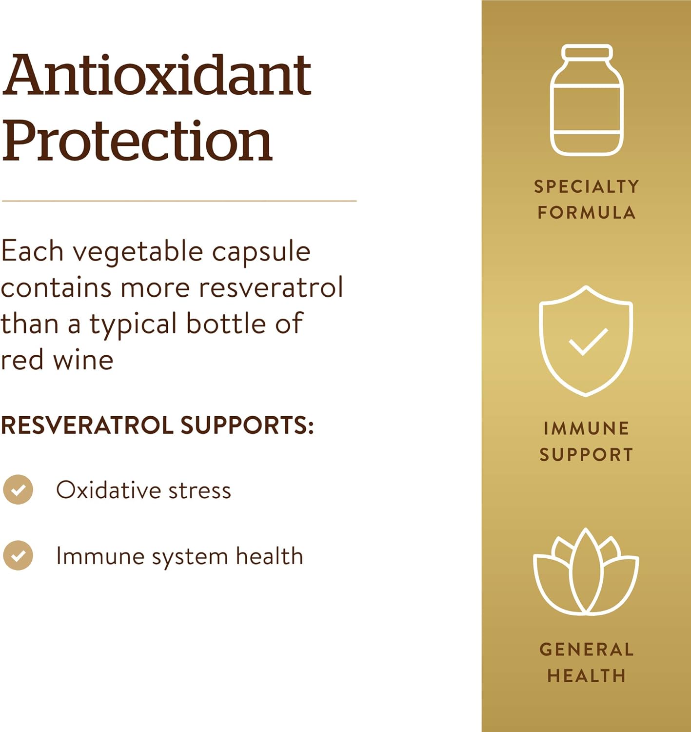 Solgar Resveratrol 500 mg Capsules - Antioxidant Support - Gluten & Dairy Free - 30 Servings