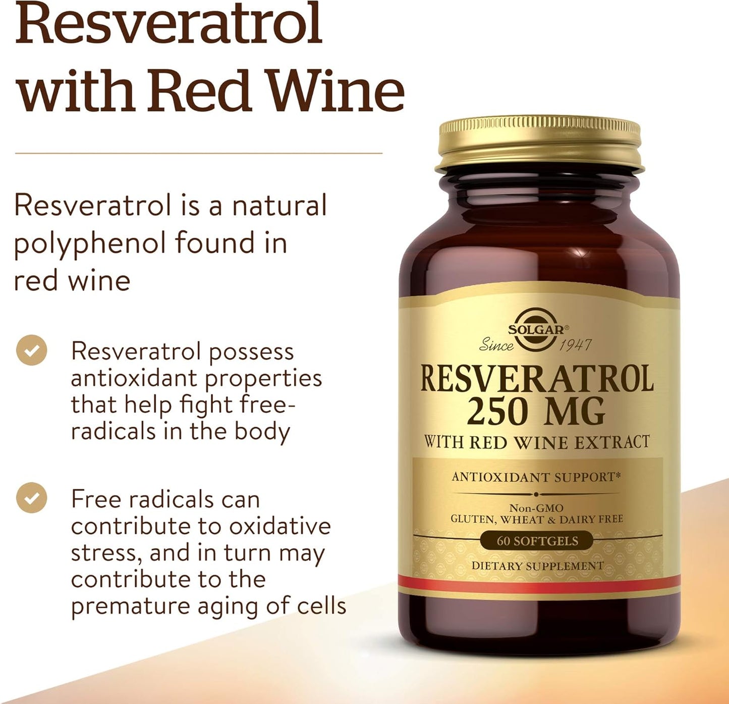 Solgar Resveratrol and Red Wine Extract Supplement - Antioxidant Rich Formula